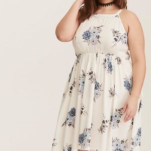 NWT ivory Floral Hi-Lo Challis Dress Sz 2
